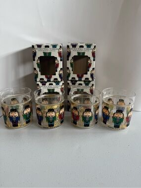 Vintage Dezine Nutcrackers Acrylic Double Wall Tumblers Christmas Set Of 4 NIB